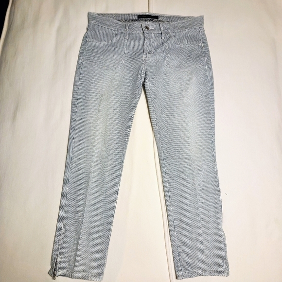 Levi's Striped Distressed Ankle Jeans Blue White Size 10 - Picture 8 of 12